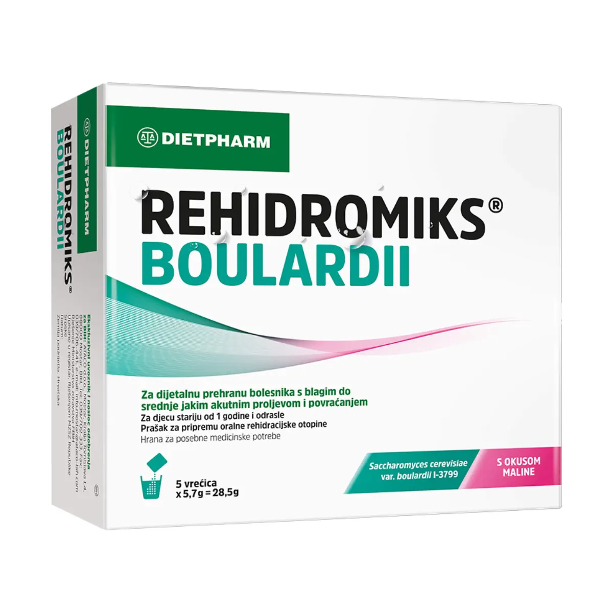 Dietpharm Rehidromiks® Boulardii s okusom maline, 5 vrećica