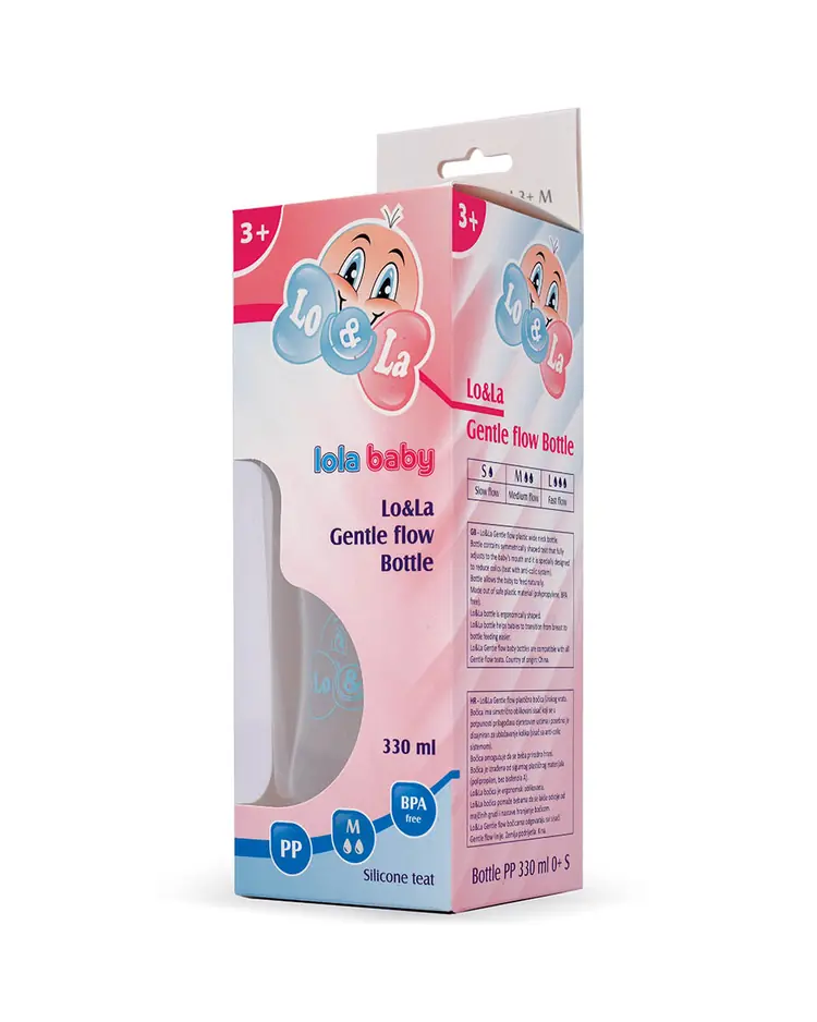 Lo&La Gentle flow bočica plastična 330ml, 3+ Roza