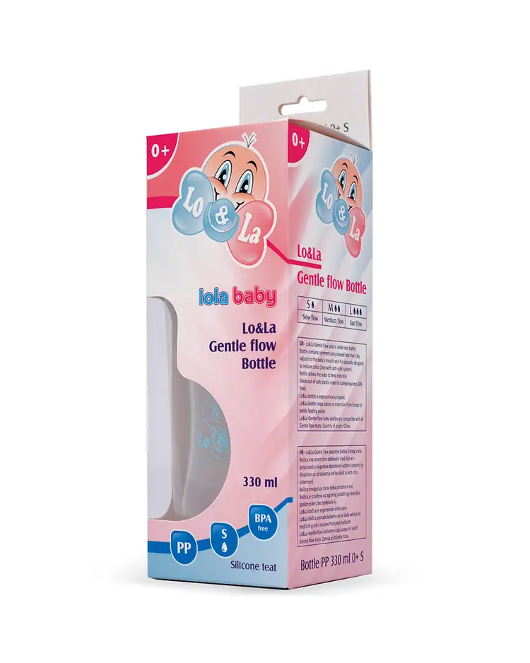 Lo&La Gentle flow bočica plastična 330ml, 0+ Roza