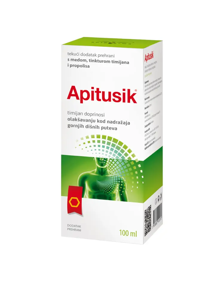 Apipharma Apitusik® tekući dodatak prehrani s medom, tinkturom timijana i propolisa, 100 ml