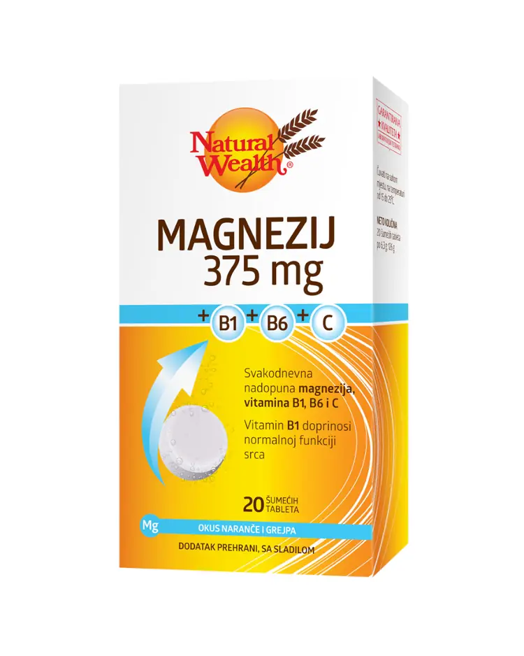 Natural Wealth Magnezij 375 mg + B1+B6+C 20 šumećih tableta