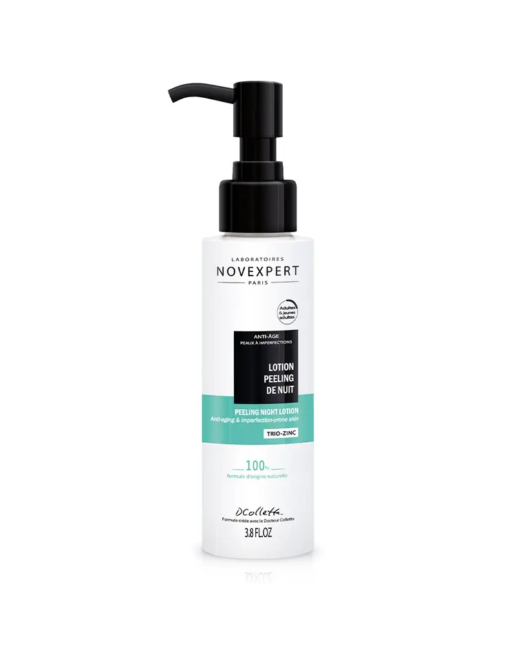 Novexpert Trio cink peeling noćni losion 115 ml bočica s aplikatorom