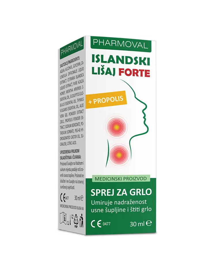 Islandski lišaj Forte + propolis sprej za grlo