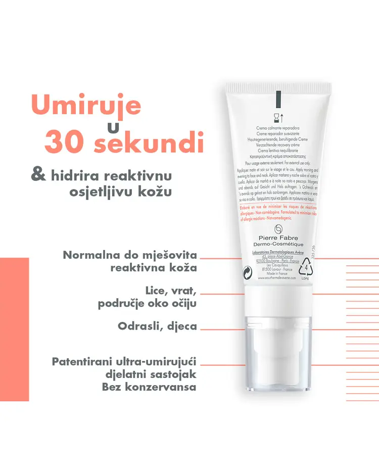 Eau Thermale Avène Tolernace Control Umirujuća krema za oporavak kože 40 ml tuba