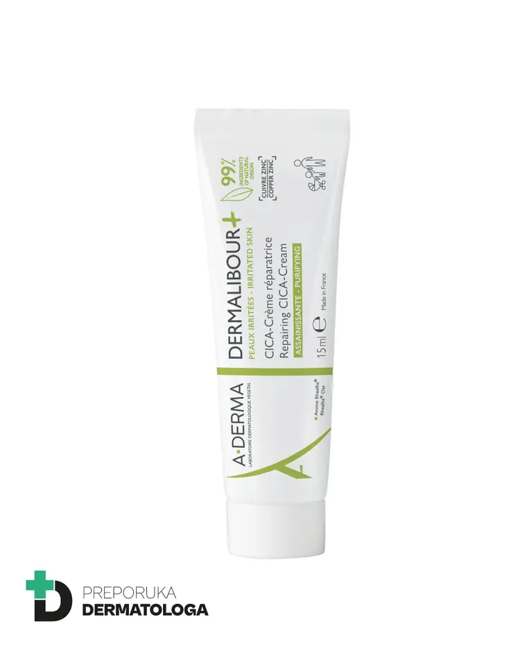 A-Derma Dermalibour+ obnavljajuća CICA-krema, 15 ml