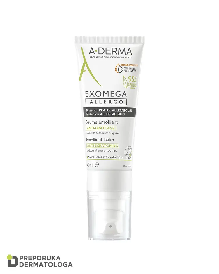 A-Derma Exomega Allergo emolijentni balzam, umanjuje suhoću i umiruje kožu 40 ml