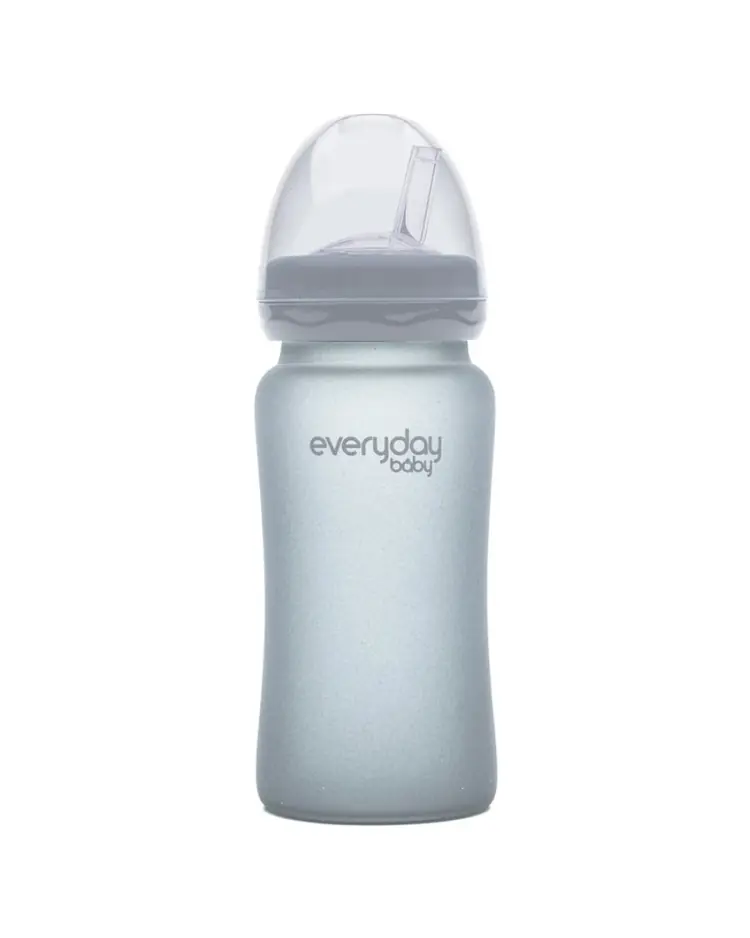 Everyday baby staklena bočica sa slamkom 240ml, siva 1 komad