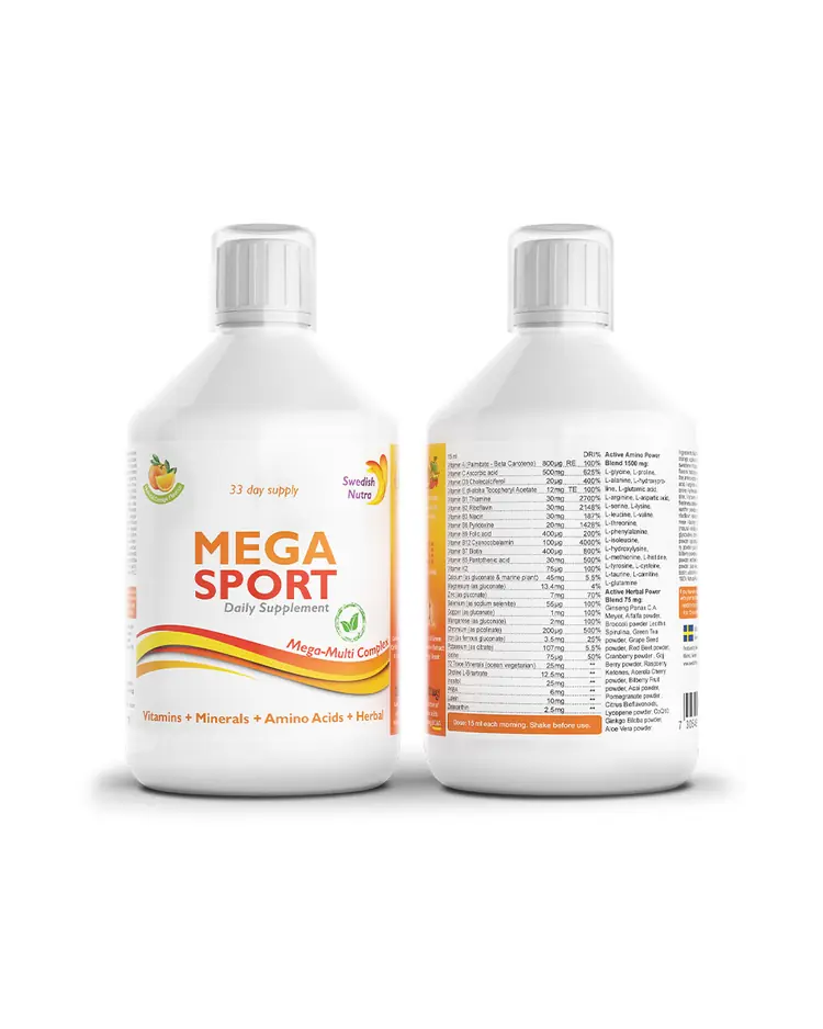 Swedish Nutra Mega Sport tekući dodatak prehrani sa vitaminima, mineralima i aminokiselinom, 500 ml