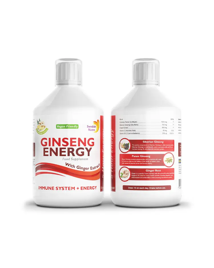Swedish Nutra Ginseng Energy tekući dodatak prehrani za imunitet i energiju sa đumbirom, 500 ml