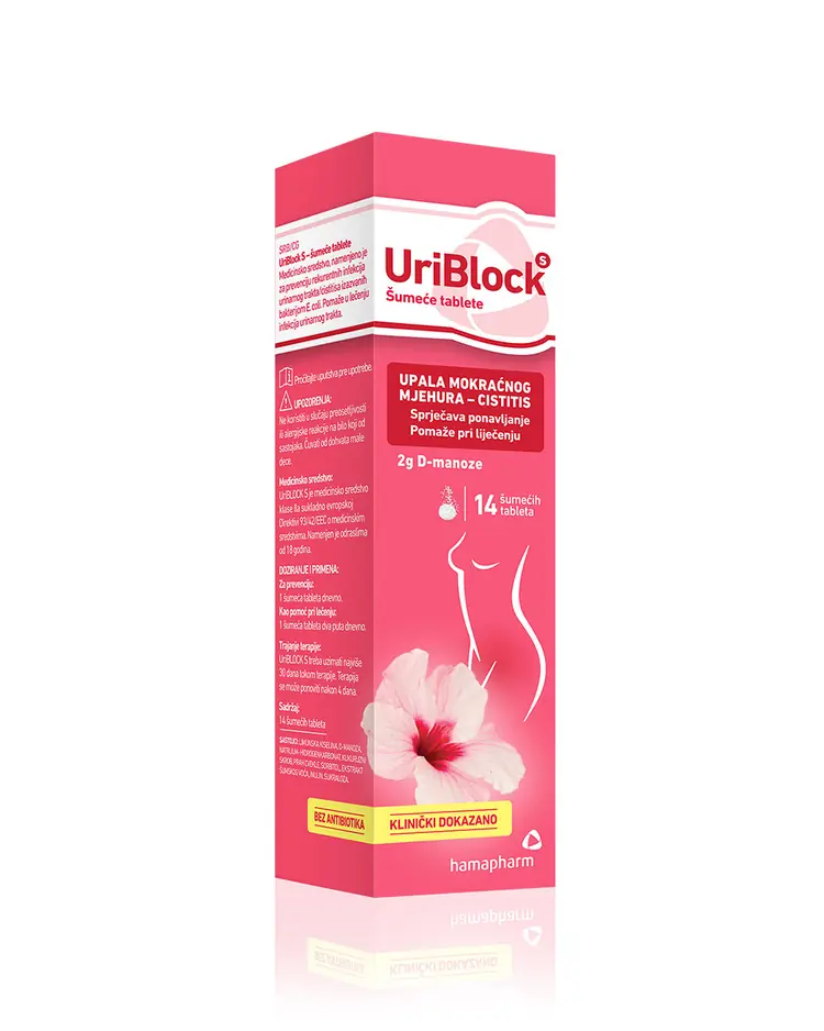 UirBLOCK S, šumeće tablete za upalu mokraćnih puteva, 14 šumećih tableta