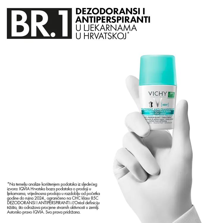 Vichy Dezodorans roll-on protiv bijelih tragova i žutih mrlja 50 ml