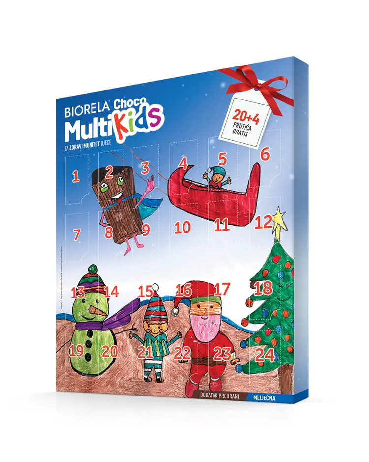 Biorela Choco Multi Kids Adventski kalendar, 20 + 4 prutića