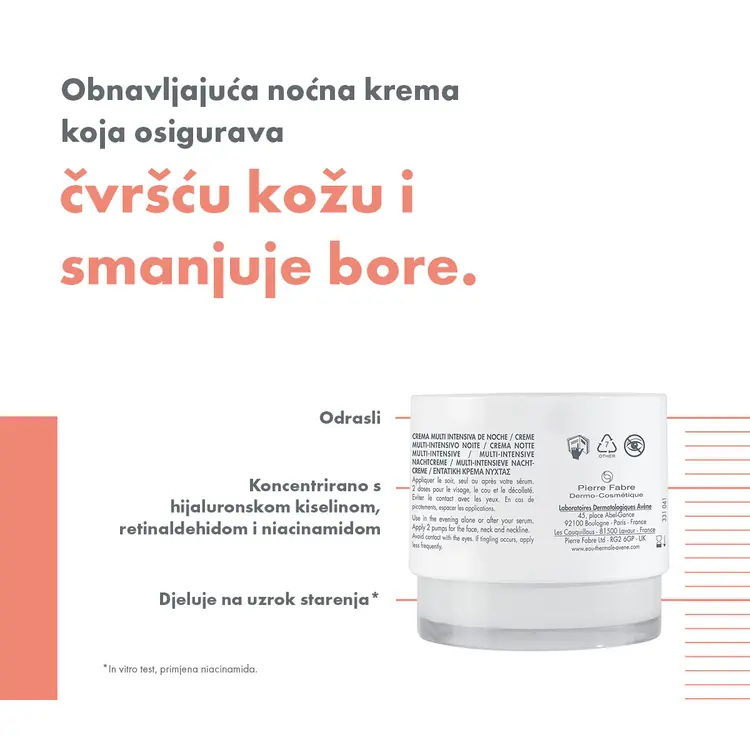 Eau Thermale Avène Hyaluron Activ B3 Multi intenzivna noćna krema 40 ml bočica s pumpicom