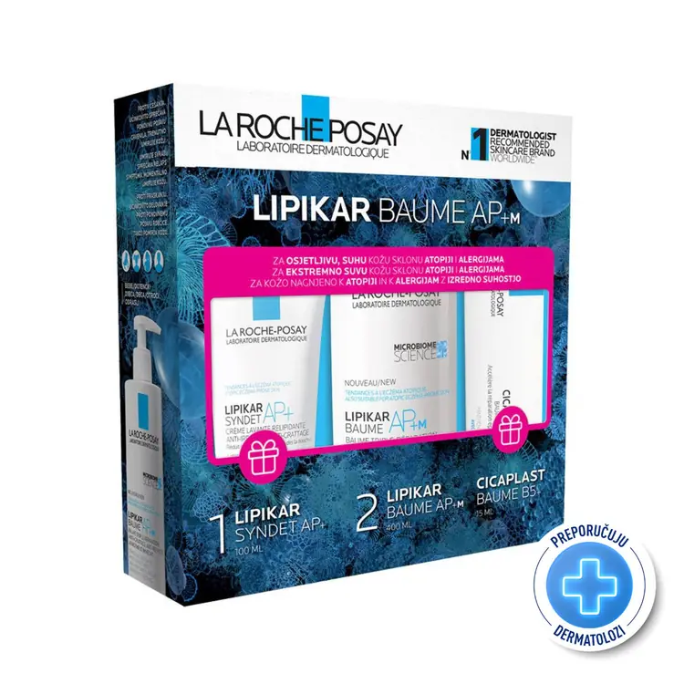 La Roche-Posay Lipikar Baume AP+M, 400 ml + Lipikar Syndet AP+, 100 ml + Cicaplast Baume B5+, 15 ml