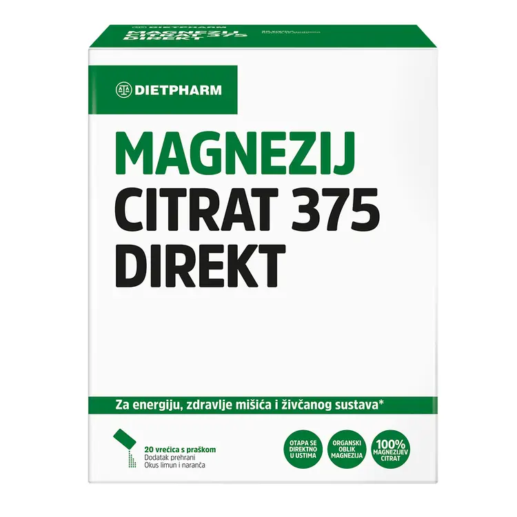 Dietpharm Magnezij citrat 375 direkt, prašak, 20 vrećica