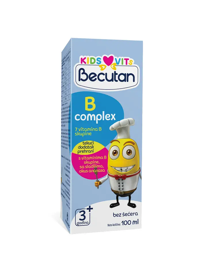 Becutan Kids Vits B complex, okus ananasa, 100 ml
