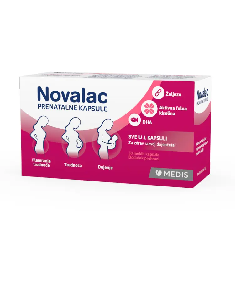 Novalac Prenatal kapsule za planiranje trudnoće, tokom trudnoće i u periodu dojenja. 30 mekih kapsula