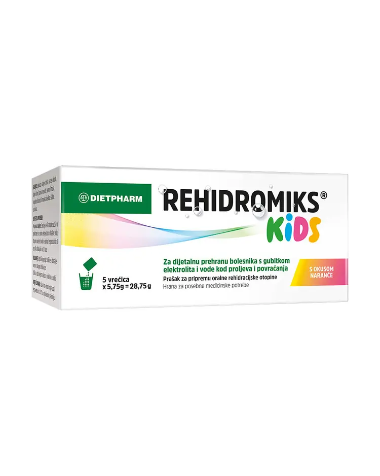 Dietpharm Rehidromiks® Kids s okusom naranče, 5 vrećica