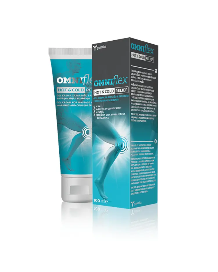 Yasenka Omniflex  HOT & COLD Relief, gel krema za masažu s efektom zagrijavanja i hlađenja,  100 ml