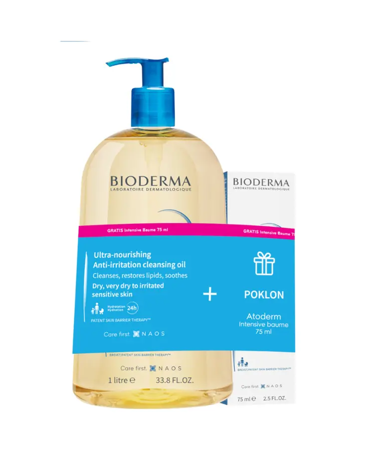 Bioderma Atoderm Huile de douche 1 L + Atoderm Intensive baume 75 ml PROMO