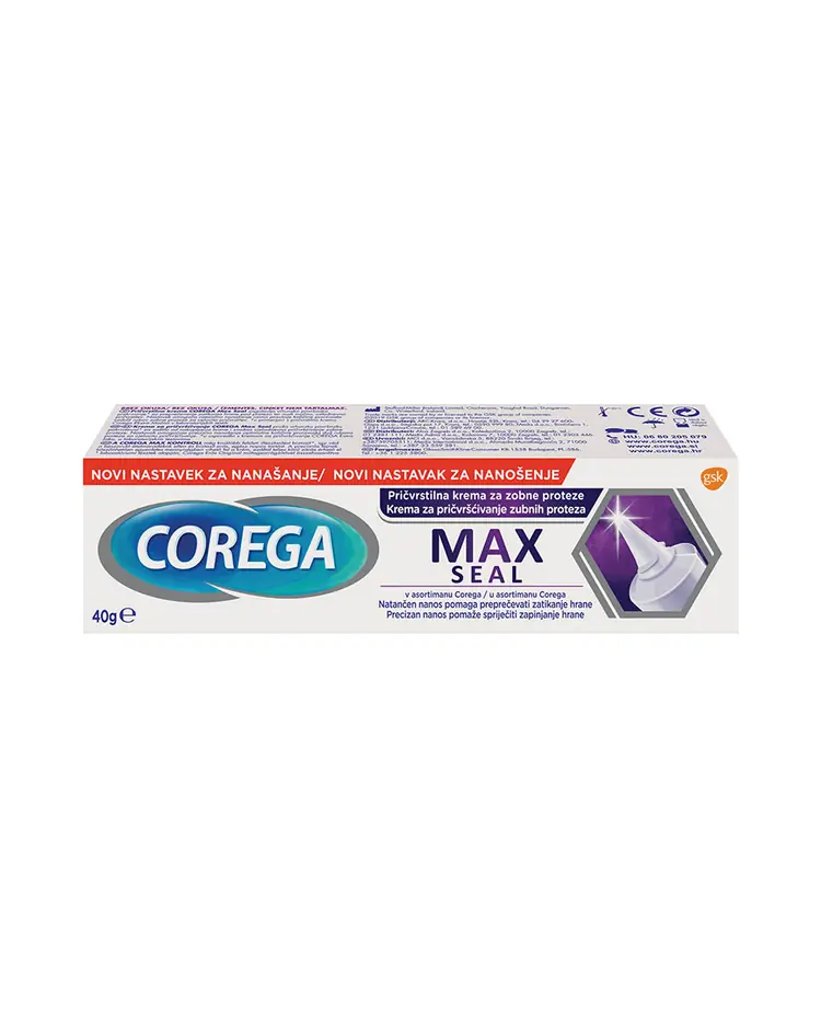 Corega krema Max Hold + Seal krema za pričvršćivanje zubnih proteza, 40 g