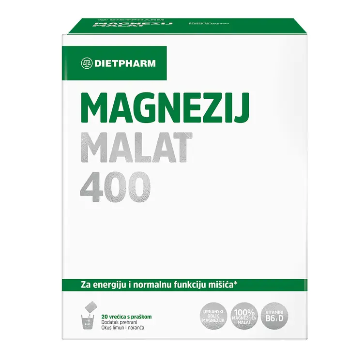 Dietpharm Magnezij Malat 400 prašak, 20 vrećica