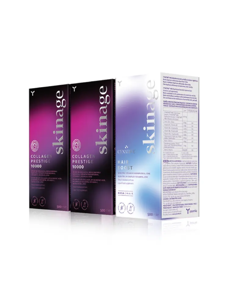 Yasenka Skinage collagen prestige 10000 + Hair Boost 2+1 PROMO, 3 x 500 ml