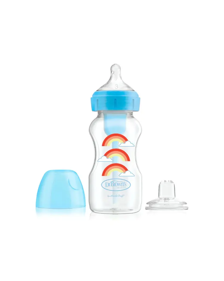 Dr. Brown's Options + Anti Colic to Sippy bočica Starter kit široko grlo, 270 ml PLAVA DUGA