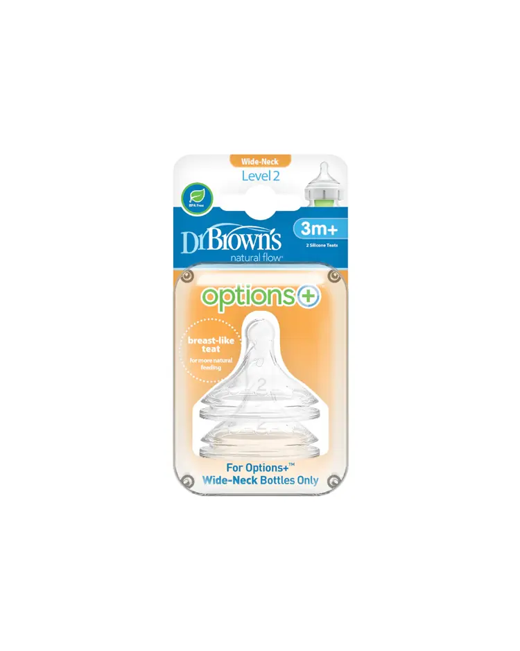 Dr.Brown's Options+ Silikonski nastavak za bočicu široko grlo, Razina 2, 2 sisača