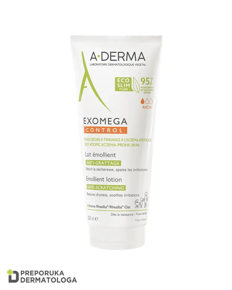 A-Derma Exomega Control emolijentno mlijeko za sve uzraste, 200 ml