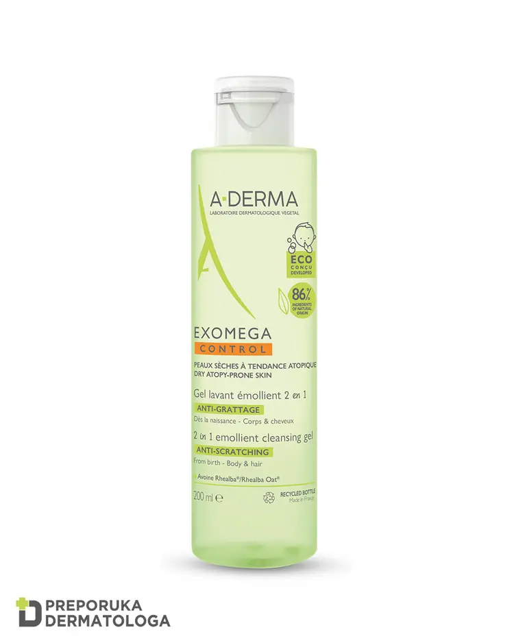 A-Derma Exomega Control emolijentni gel za čišćenje 2u1, 200 ml
