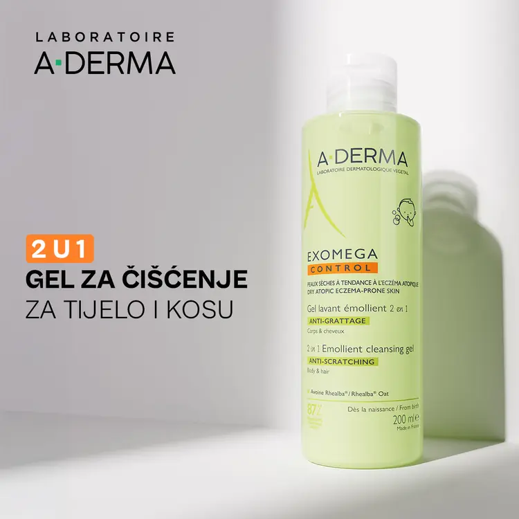A-Derma Exomega Control emolijentni gel za čišćenje 2u1, 200 ml
