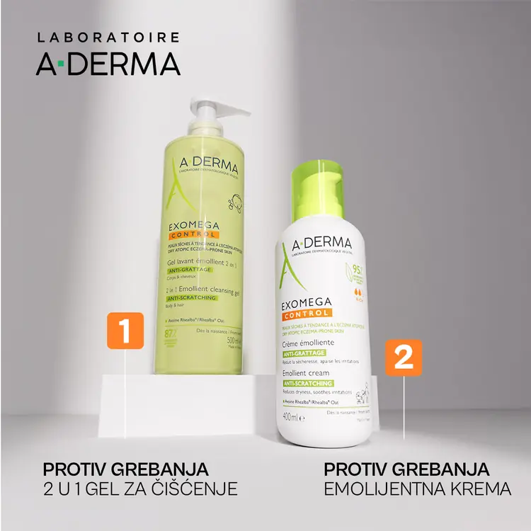 A-Derma Exomega Control emolijentni gel za čišćenje 2u1, 200 ml