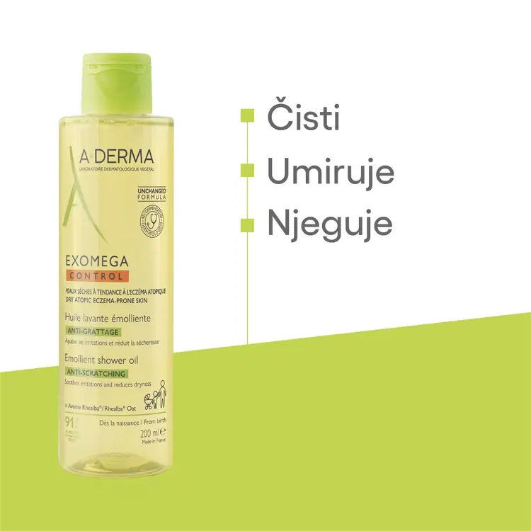 A-Derma Exomega Control emolijentno ulje za tuširanje, 200 ml