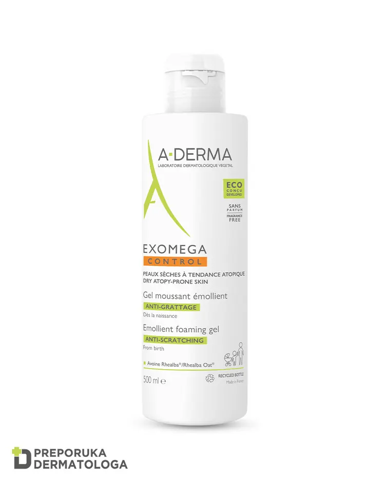 A-Derma Exomega Control emolijentni pjenušavi gel, 500 ml