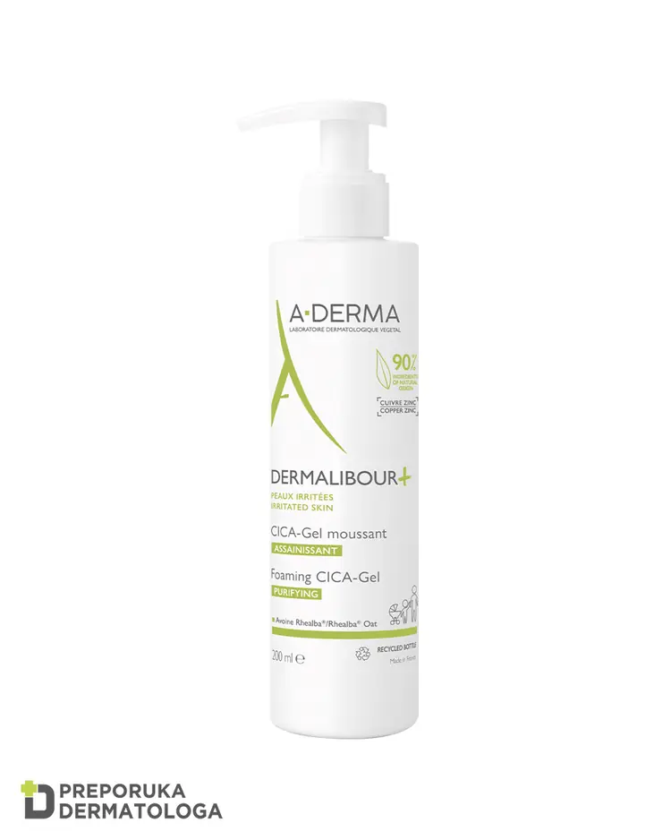 A-Derma Dermalibour+ pjenušavi CICA-gel za iritiranu kožu