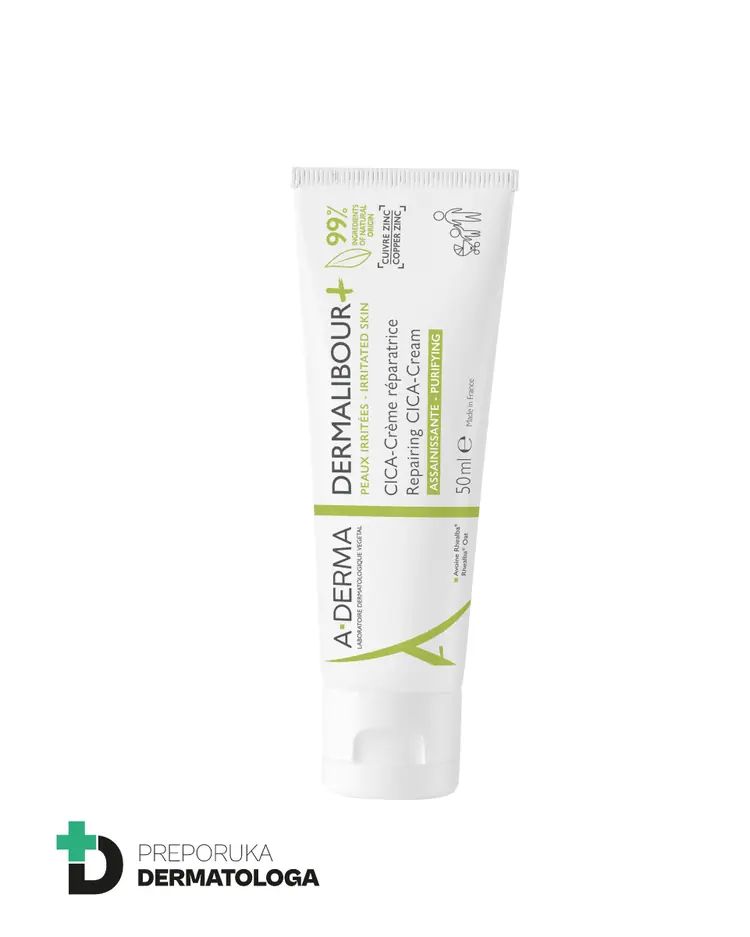 A-Derma Dermalibour+ obnavljajuća CICA-krema, 50 ml
