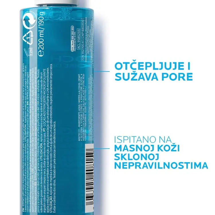 La Roche-Posay Effaclar adstringentni tonik za mitesere, 200 ml