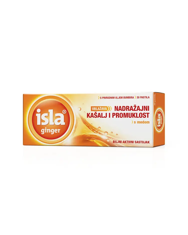 Isla ginger pastile za ublažavanje nadražajnog kašlja i promuklosti s medom, 30 pastila
