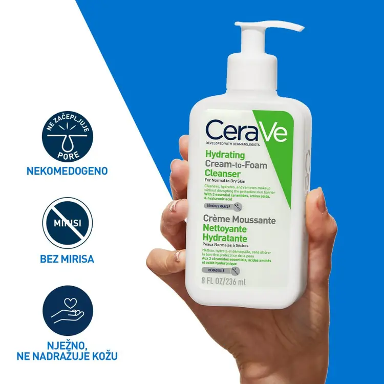 CeraVe Hidratantna kremasto-pjenušava emulzija za čišćenje od 236 ml
