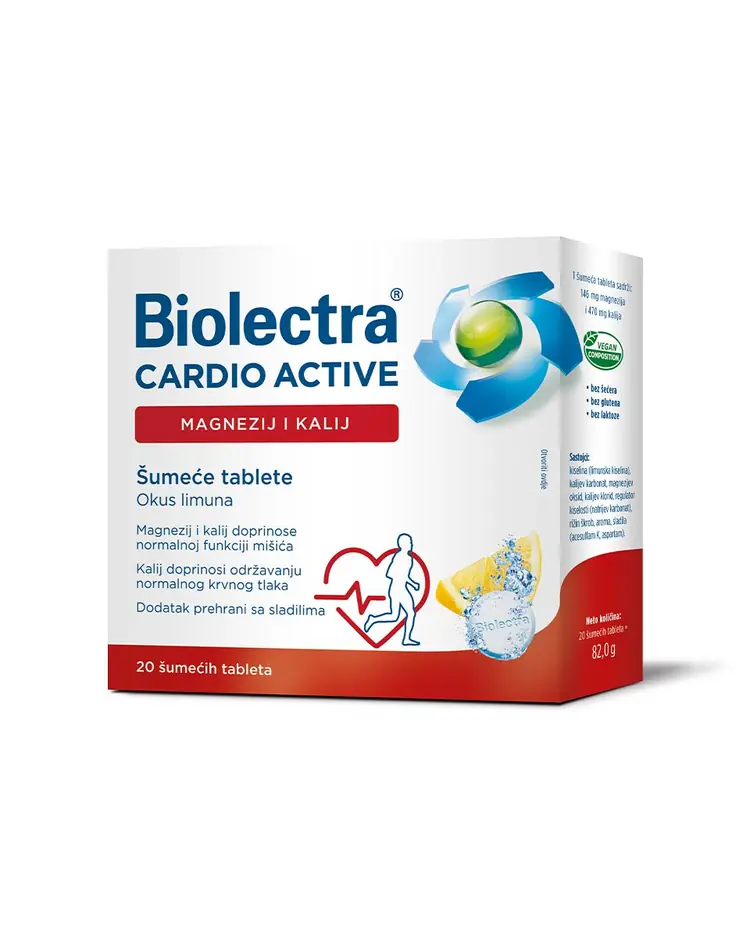 Biolectra Cardio Active, 20 šumećih tableta za normalnu funkciju mišića i krvnog tlaka