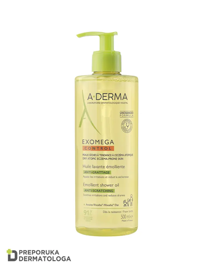 A-Derma Exomega Control emolijentno ulje za tuširanje, 500 ml
