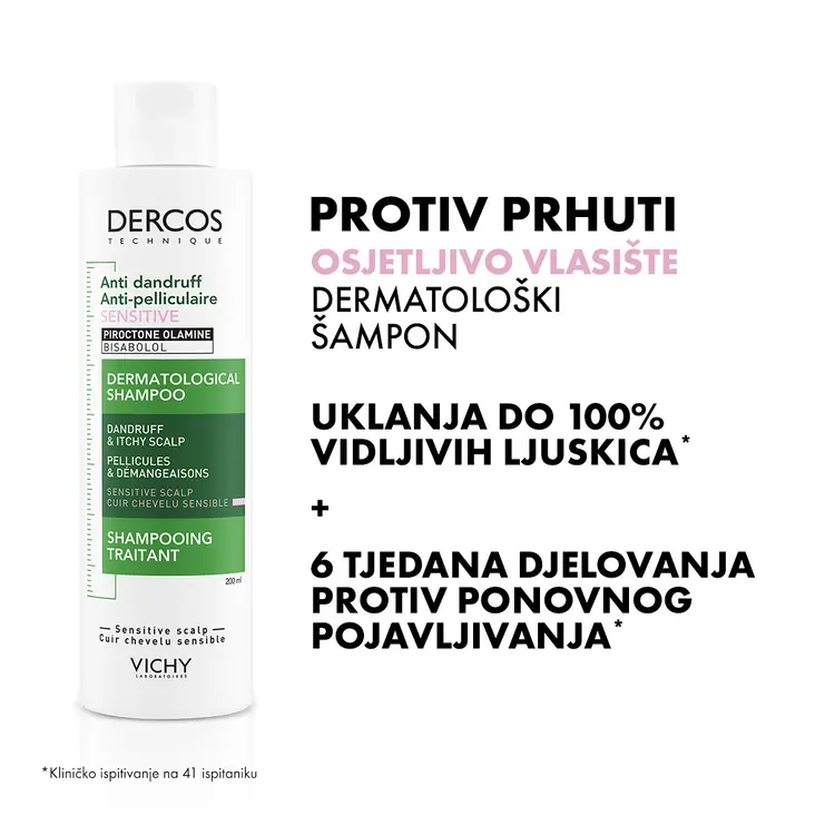 Vichy Dercos šampon protiv prhuti za osjetljivo vlasište bez sulfata 200 ml