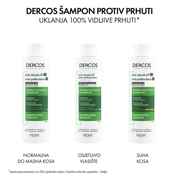 Vichy Dercos šampon protiv prhuti za osjetljivo vlasište bez sulfata 200 ml