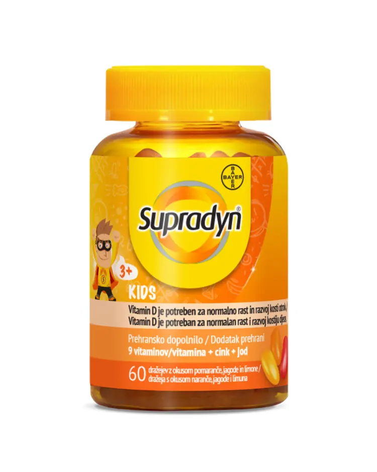 Supradyn Kids dodatak prehrani, 60 dražeja sa 9 vitamina, cinkom i jodom