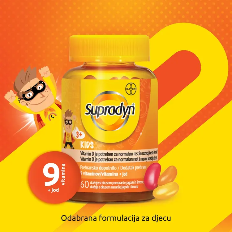 Supradyn Kids dodatak prehrani, 60 dražeja sa 9 vitamina, cinkom i jodom
