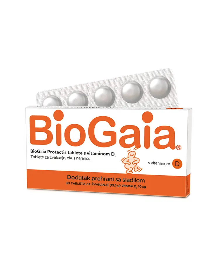 BioGaia Protectis tablete za žvakanje s vitaminom D, 30 tableta