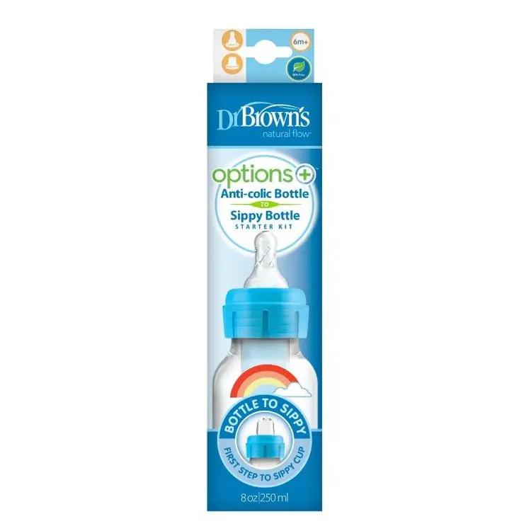 Dr. Brown's Options + Anti Colic to Sippy bočica, 250 ml, usko grlo, PLAVA