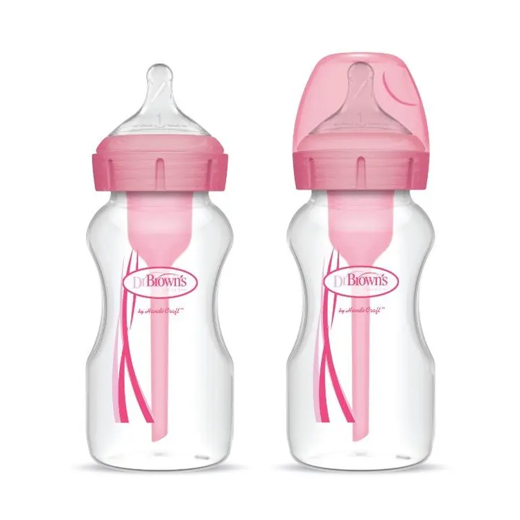 Dr.Brown's Options+ paket sa 2 polipropilenske bočice 270 ml široko grlo, ROZA, 2 x 270 ml