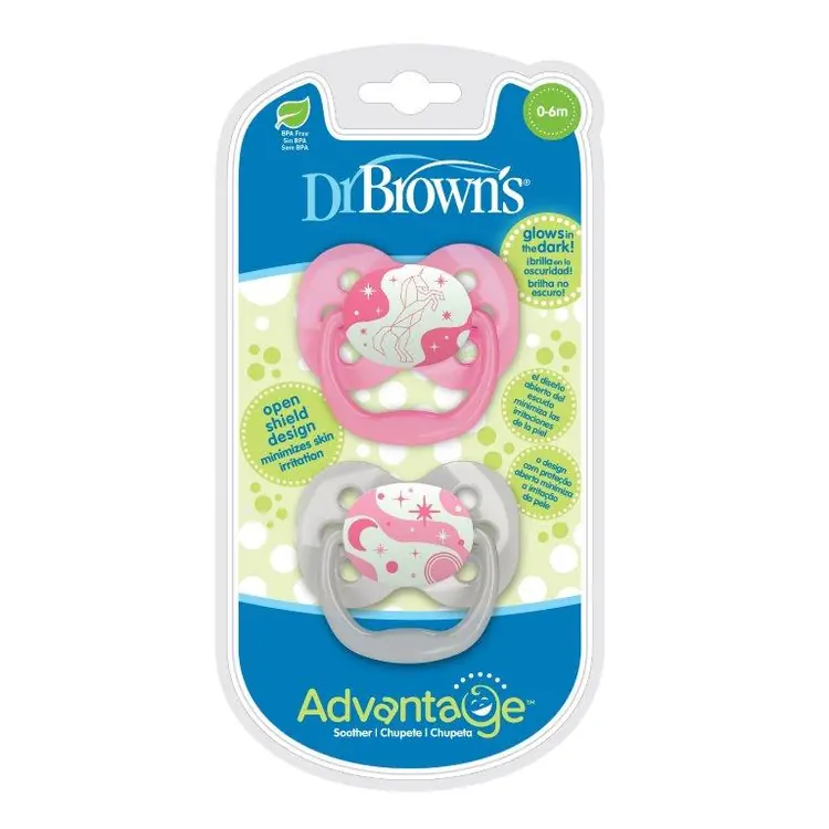 Dr. Brown's Advantage duda varalica Razina 1 (0 - 6 mjeseci) svijetli u mraku, roza